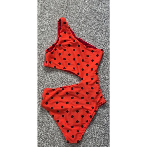 Beach Riot Celine One Piece Polka Dot Red Black Size Extra Small NEW - Picture 3 of 5